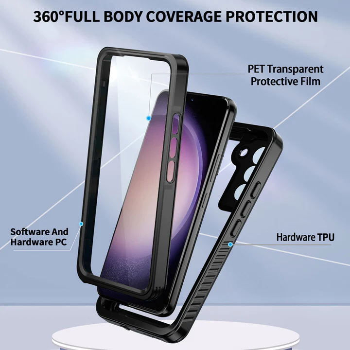 MX-SS23-S23 | Samsung Galaxy S23 SM-S911 Waterproof Case | IP68 shock & water proof Cover w/ X-Mount & Carabiner