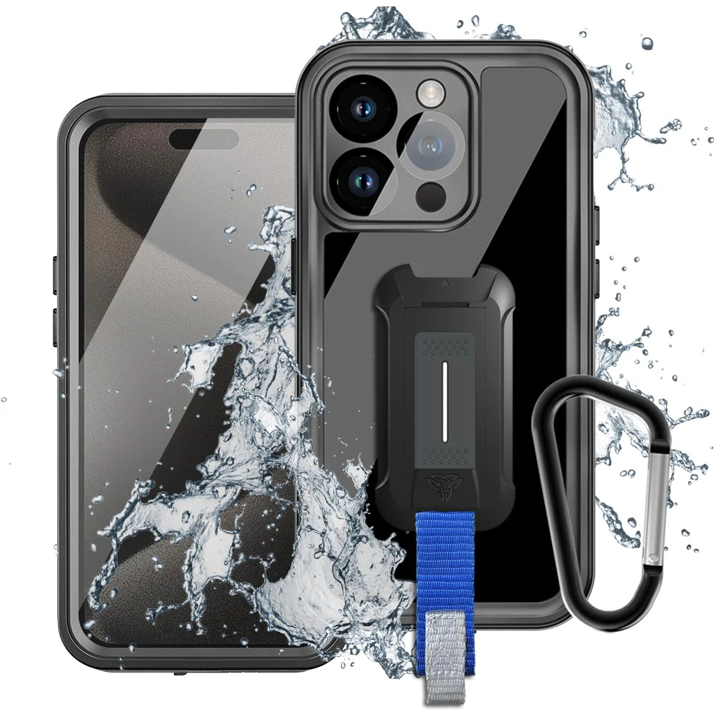 MX-IPH-15PMX | iPhone 15 Pro Max | Waterproof Case IP68 shock & water proof Cover w/ X-Mount & Carabiner