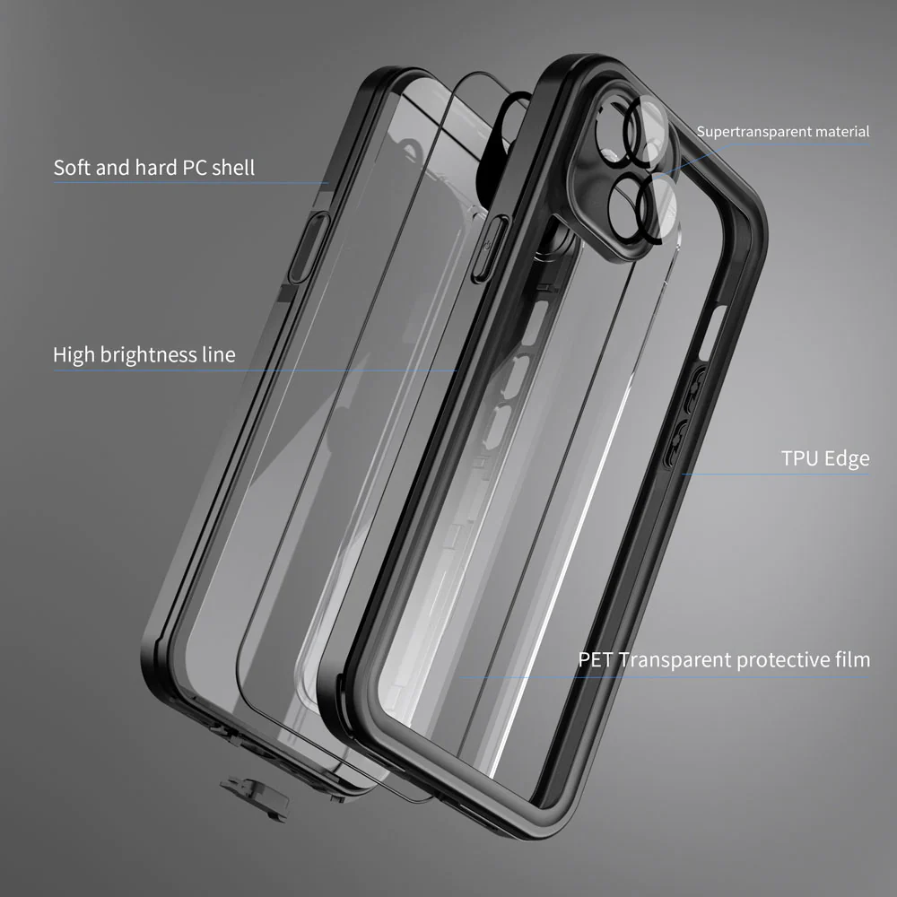 MX-IPH-15 | iPhone 15 | Waterproof Case IP68 shock & water proof Cover w/ X-Mount & Carabiner